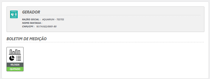 Tela de listagem de boletim de medição no UPLog